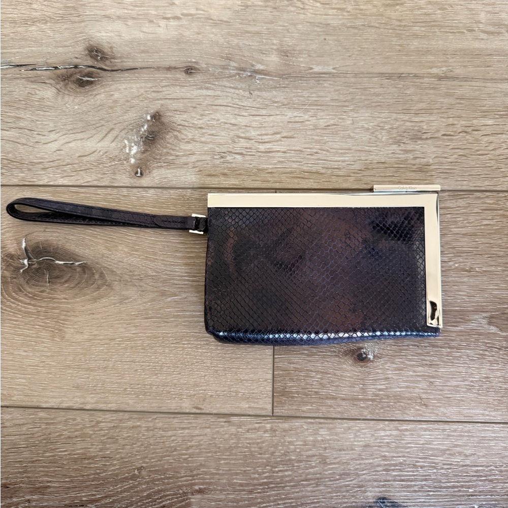 Calvin Klein Black and Gold Wristlet Clutch